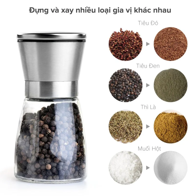 Lọ thủy tinh đựng tiêu xay giúp bảo quản gia vị luôn tươi ngon