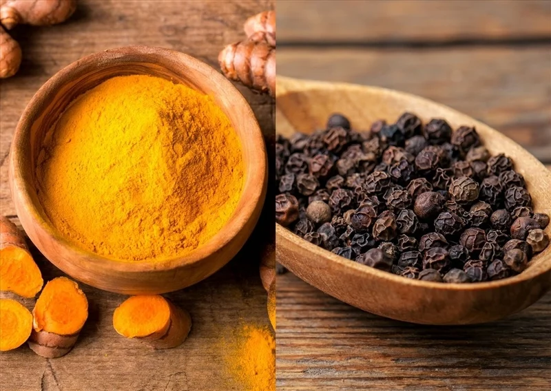 Bột nghệ và hạt tiêu đen nguyên chất giúp chống viêm và oxy hóa hiệu quả